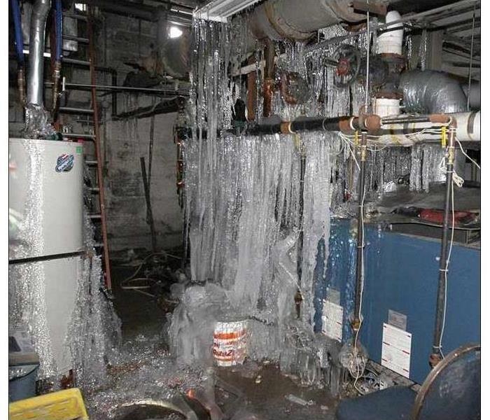 Basement with frozen pipes
