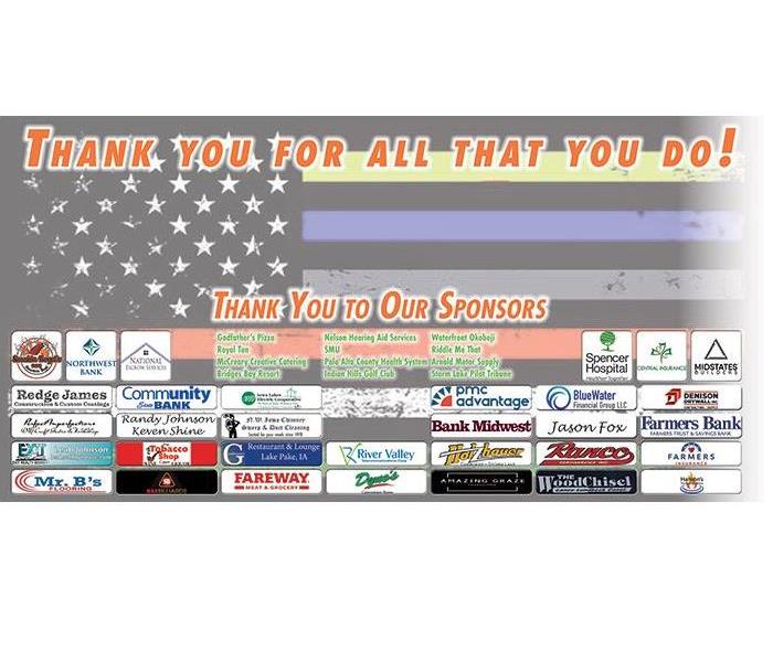 Photo of the sponsors banner for the 1st Annual First Responder Appreciation Golf Event